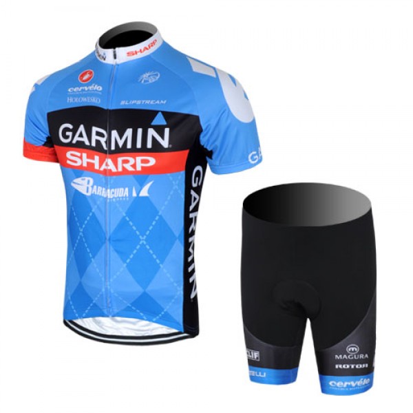 2013 Garmin Sharp Barracuda Cervelo Radtrikot Kurzarm und Kurz Radhose Kits Blau PIRZ554