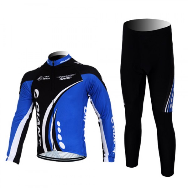 Giant kenda pro Fahrradbekleidung Radtrikot Satz Langarm und Lange Fahrradhose Schwarz Blau ECNT987