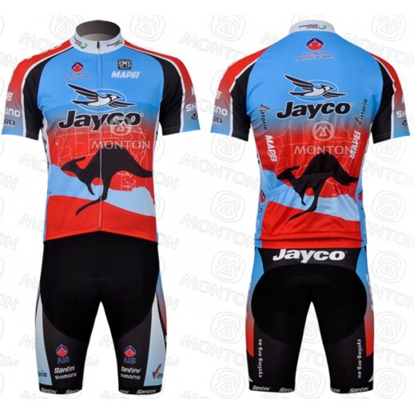 JAYCO Pro Team Radtrikot Kurzarm Kurz Radhose Kits Blau Rot MYOQ425