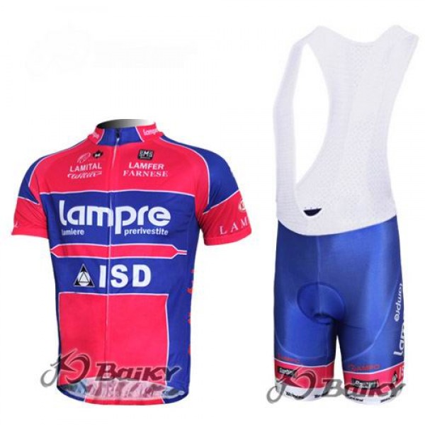 Lampre ISD Pro Team Radtrikot Kurzarm Kurz Trägerhose Kits Blau Rosa DGJK374