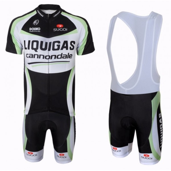 2012 Liquigas Cannondale Pro Team Fahrradbekleidung Satz Fahrradtrikot Kurzarm Trikot und Kurz Trägerhose Schwarz ZFHN773