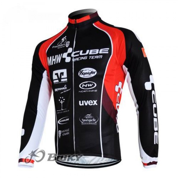 MHW Cube Racing Team Fahrradtrikot Langarm Rot Schwarz FAJB495