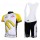 McDonald Legea Pro Team Fahrradbekleidung Satz Fahrradtrikot Kurzarm Trikot und Kurz Trägerhose Weiß Gelb QDZQ433