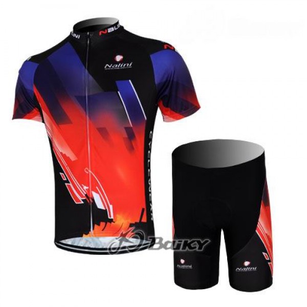 Nalini Pro Team Radbekleidung Radtrikot Kurzarm und Fahrradhosen Kurz Rot Schwarz WBJC402