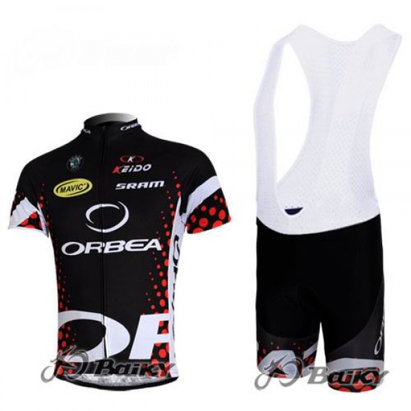 Orbea Pro Team Fahrradbekleidung Satz Fahrradtrikot Kurzarm Trikot und Kurz Trägerhose Schwarz Blau ETFP248