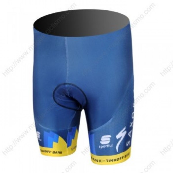 2013 Saxo Bank Tinkoff Pro Team Kurz Radhose Blau Gelb JTBN561