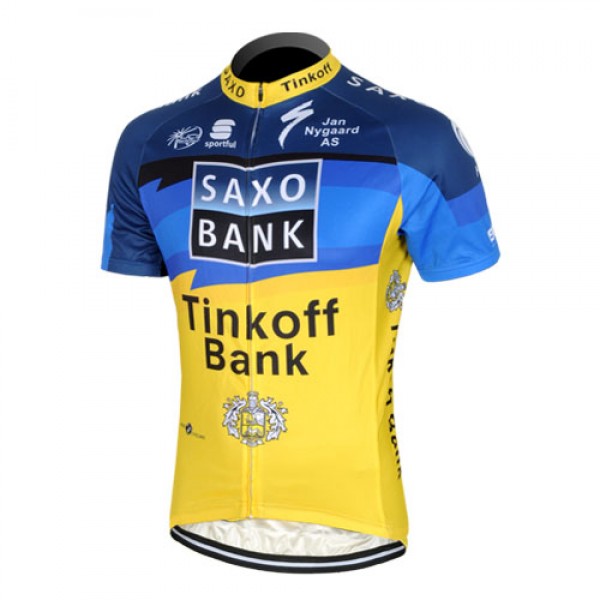 2013 Saxo Bank Tinkoff Pro Team Radtrikot Kurzarm Blau Gelb TCJG301
