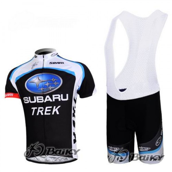 Subaru Trek Pro Team Fahrradbekleidung Satz Fahrradtrikot Kurzarm Trikot und Kurz Trägerhose Schwarz EMCZ746