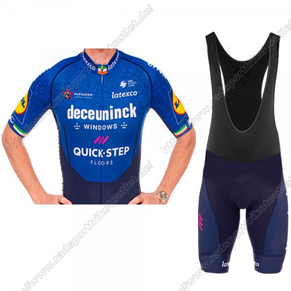 Profiteams Deceuninck quick step Irish 2021 Radbekleidung Satz Trikot Kurzarm+Trägerhosen Set Outlet ZAWQF