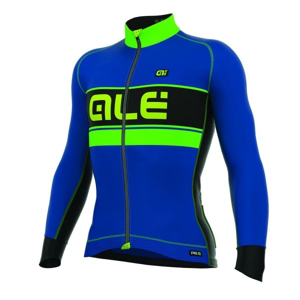 2016 ALE BERING Radtrikot Langarm-BLAU Grün FLUO KMBD640