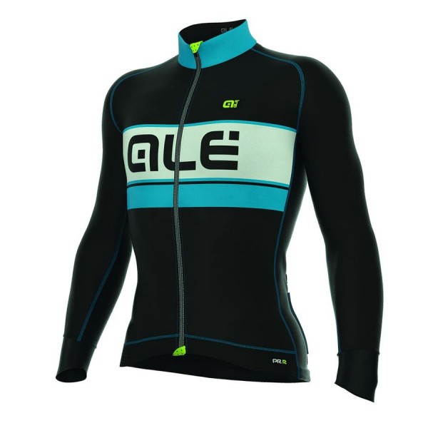 2016 ALE BERING Radtrikot Langarm-Schwarz LIGHT BLAU ZHJV513