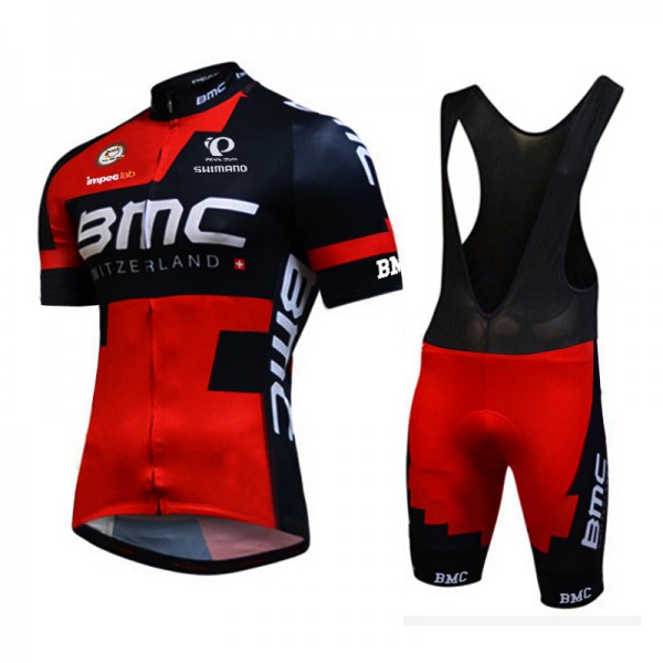 2016 BMC Fahrradbekleidung Satz Fahrradtrikot Kurzarm Trikot und Kurz Trägerhose 02 HZSP355