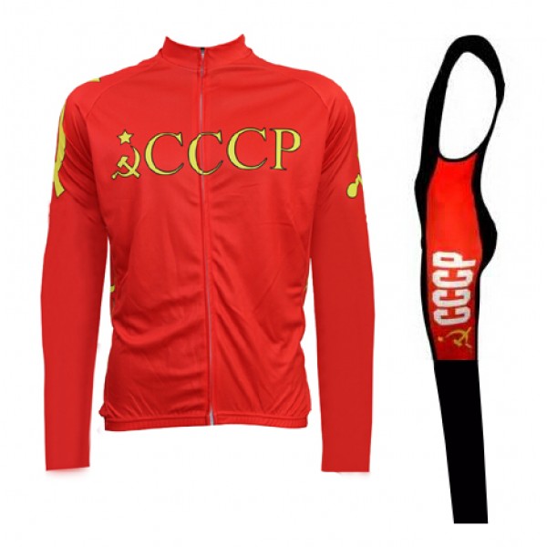 2016 CCCP Fahrradbekleidung Radtrikot Satz Langarm und Lange Trägerhose YJUY161