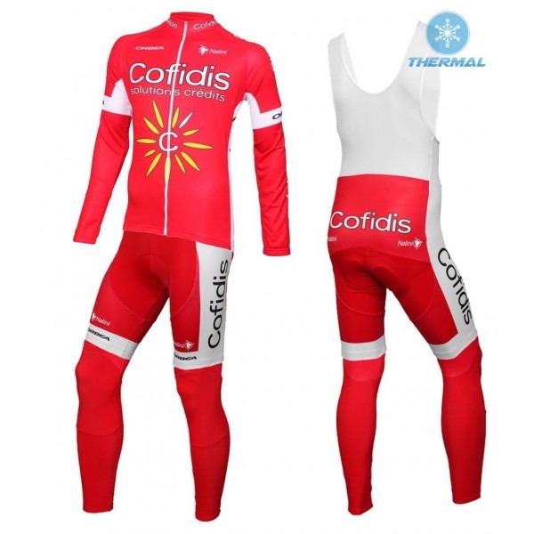 2016 Cofidis Team thermisch Fahrradbekleidung Satz Radtrikot Langarm+Lang Trägerhose FDRC120