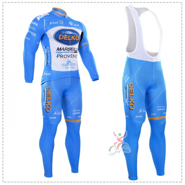 2016 Delko Fahrradbekleidung Radtrikot Satz Langarm und Lange Trägerhose NPFY339