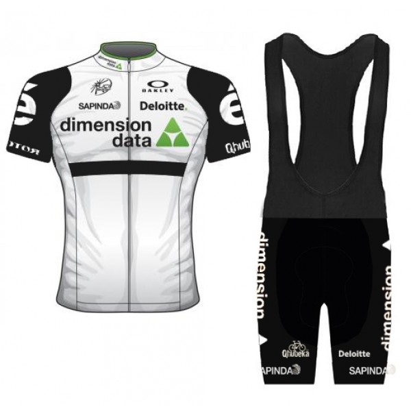 2016 Dimension Data Weiß Fahrradbekleidung Satz Fahrradtrikot Kurzarm Trikot und Kurz Trägerhose OPWL224