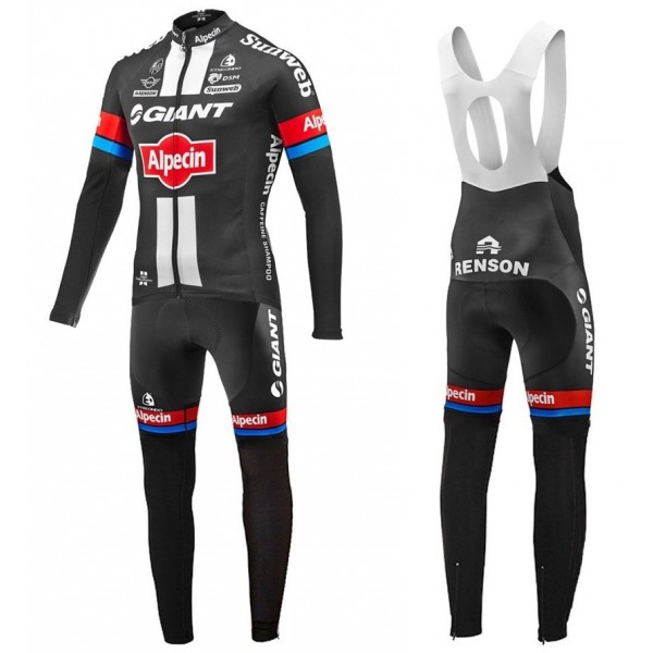 2016 Team Giant-Alpecin Fahrradbekleidung Satz Radtrikot Langarm+Lang Trägerhose DUIO273