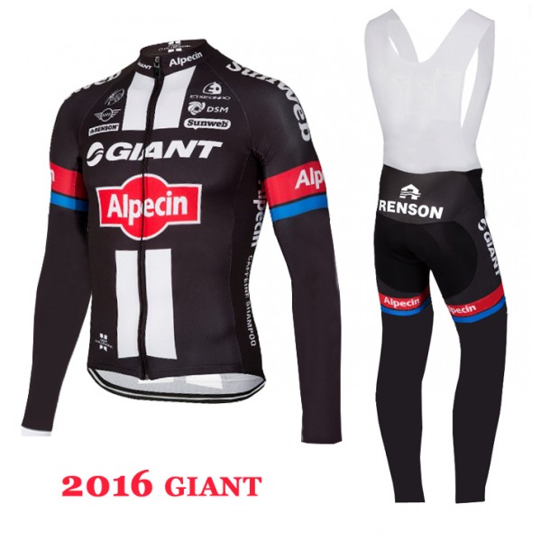 2016 Giant Fahrradbekleidung Radtrikot Satz Langarm und Lange Trägerhose LSPR998