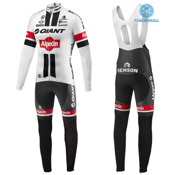 2016 Giant Alpecin TDF Ausgabe Weiß thermisch Fahrradbekleidung Satz Radtrikot Langarm+Lang Trägerhose TVNA831