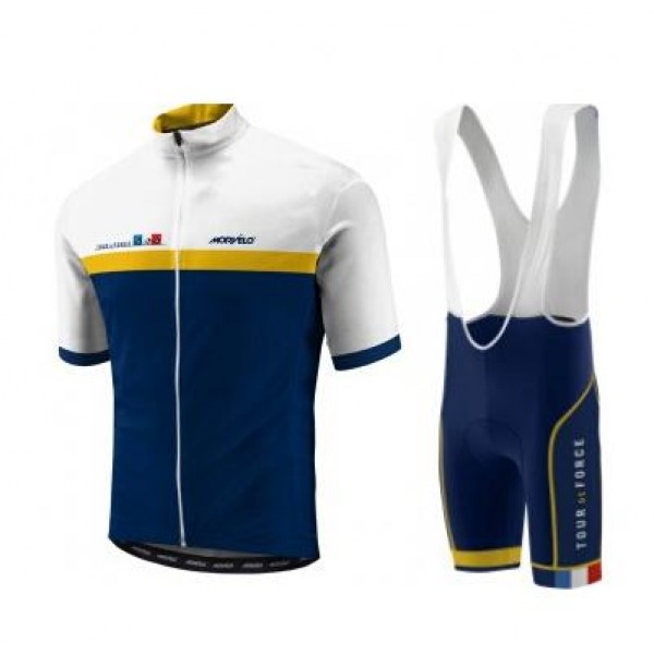 2016 Morvelo Tour de France Fahrradbekleidung Satz Fahrradtrikot Kurzarm Trikot und Kurz Trägerhose QMNN490