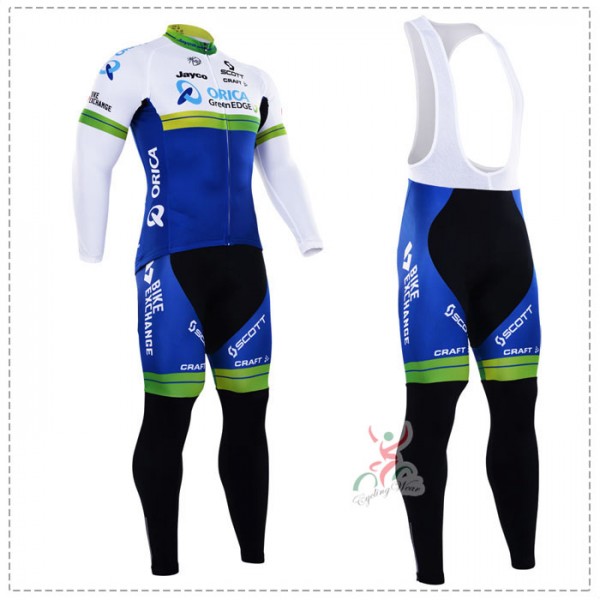 2016 orica greenedge Fahrradbekleidung Radtrikot Satz Langarm und Lange Trägerhose YXHN387