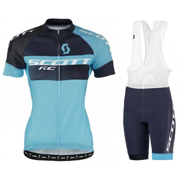 2016 Scott RC Pro Tec rayon de miel schwarz blau Damens Fahrradbekleidung Satz Fahrradtrikot Kurzarm Trikot und Kurz Trägerhose