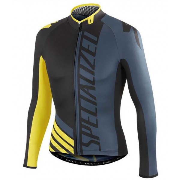 2016 Specialized Pro Team SZK Schwarz-Grau-Gelb Radtrikot Langarm HPNP130