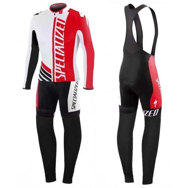 2016 Specialized Pro Team SZK Weiß-Rot Fahrradbekleidung Satz Radtrikot Langarm+Lang Trägerhose TVBV358