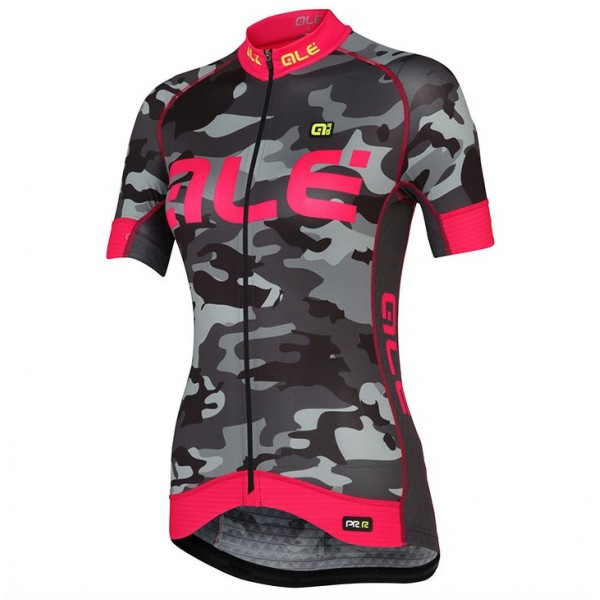 2017 Damen Ale Graphics PRR Camo Schwarz-Rose Radtrikot Kurzarm 626RIEE