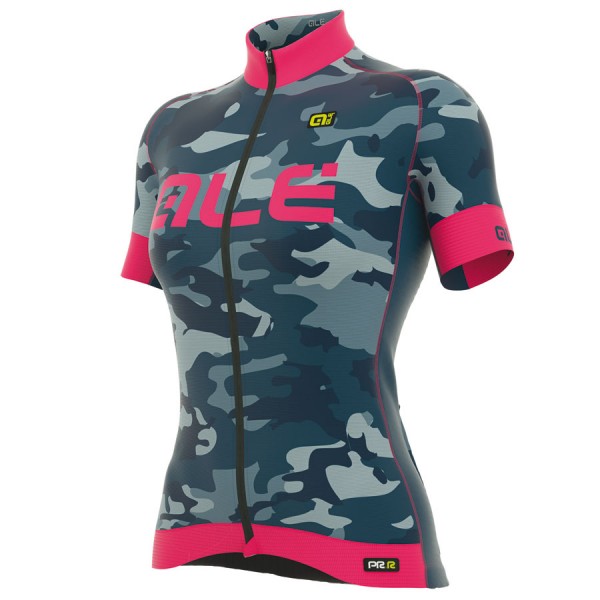 2017 Damen Ale Graphics PRR Camo Radtrikot Kurzarm Blau Pink 771VQFG