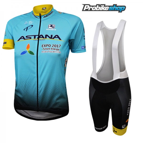 Astana Pro Team 2017 Damen Fahrradbekleidung Satz Radtrikot Kurzarm+Kurz Trägerhose 835PBIS