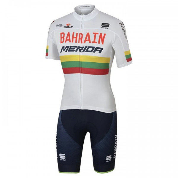 BAHRAIN-MERIDA lituanien champion Fahrradbekleidung Satz Radtrikot Kurzarm+Kurz Radhose 2017 805MOAF