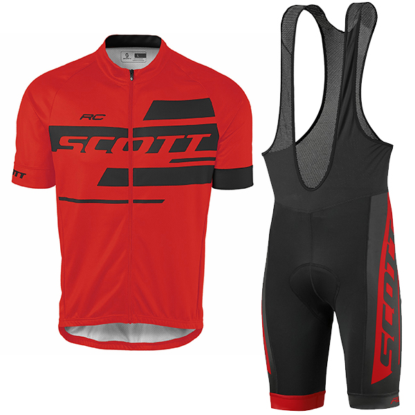 2017 Scott Rc Rot Fahrradbekleidung Satz Radtrikot Kurzarm+Kurz Trägerhose 979FQWM